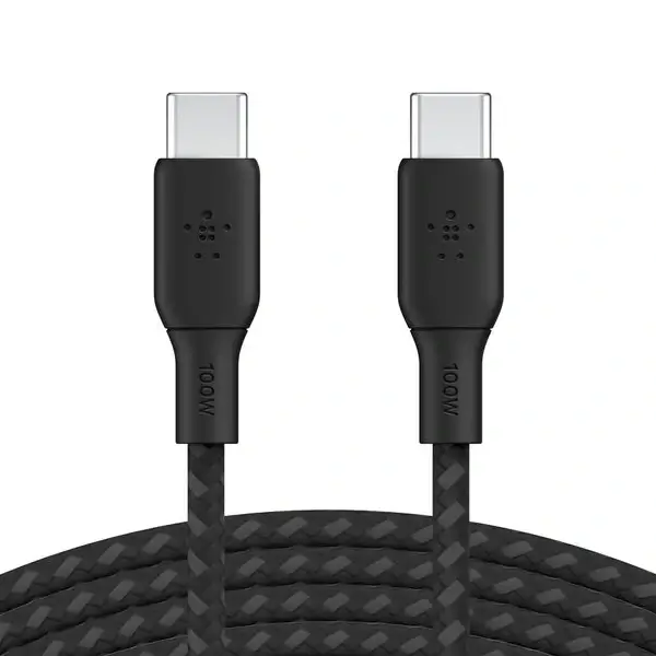 Câble de charge rapide et de transfert de données Belkin - 2m - 100W - Type-C vers Type-C - CAB014BT2MBK