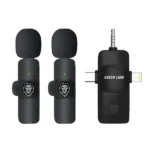 Micro cravate sans fil avec 3 connecteurs Green Lion - 5h d'autonomie - Connecteurs Type-C - AUX - Lightning - Réduction de bruit - 20m à 30m - GN3IN1WMBK