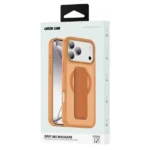 Coque de protection MagSafe avec support pliable pour iPhone 17 Pro Max Green Lion - Résistance aux chocs jusqu'à 3500g - Aimants puissants - Anti-rayures - Dragonne en cuir - Protection de l'appareil photo - Fonctions horizontales et verticales - Orange titane - GNGRP17PMOG – Image 2