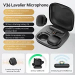 Micro cravate sans fil mini Lavalier Mic Yesido - 2 microphones - 8h d'autonomie - Connecteur Type-C - IA Réduction de bruit - Wifi - Type-C - 50m sans obstacle - KR211 – Image 3