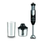 Mixeur à main avec fouet-hachoir Midea - 400W - Capacité du bécher 600ml - Capacité de soufflage du hachoir 500ml - Lame en acier inoxydable - MJ-BH4001W