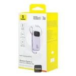 PowerBank à charge rapide Baseus QPow 2 - 10000mAh - 30W - 2 câbles Type-C intégrés - Indicateur LED numérique pour suivre le niveau de batterie - Violet - P10055008513-00 – Image 3