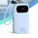 PowerBank à charge rapide Baseus QPow 3 - 20000mAh - 22,5W - 2 câbles Type-C et Lightning intégrés - Indicateur LED numérique pour suivre le niveau de batterie - Bleu - P10082107313-00 – Image 2
