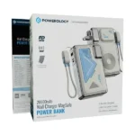 Powerbank avec option chargeur mural et MagSafe intégré Powerology - 20 000mAh - Protection contre la surchauffe - Capacité de charge de 4 appareils simultanément - Support pliable intégré - PPBMH104WH