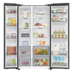 Réfrigérateur Américain Inventer double portes Samsung - 655L - 10 tiroirs et 4 casiers - Poignée de porte intégrée - Compresseur Inverter AI - RS70F65Q3TUT