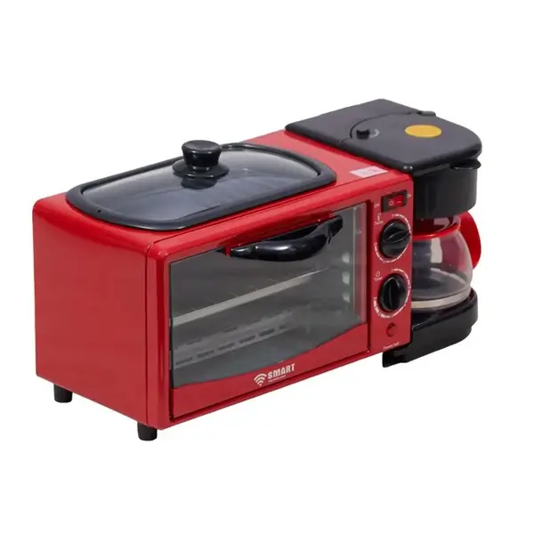 STPE-4006PR Machine pour petit déjeuné multifonctions - 1050W - Cafetière et poêle -  Four 7L - Plaque chauffante - Contrôle de minuterie mécanique - STPE-4006PR – Image 2