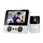 Interphone vidéo sans fil avec écran YESIDO - Écran LCD 4.3" - 1000mAh - Communication vocale - Réponse instantanée - Puissance du haut-parleur 1W - Réveil bidirectionnel - 4 sonneries de volume réglables - KM27
