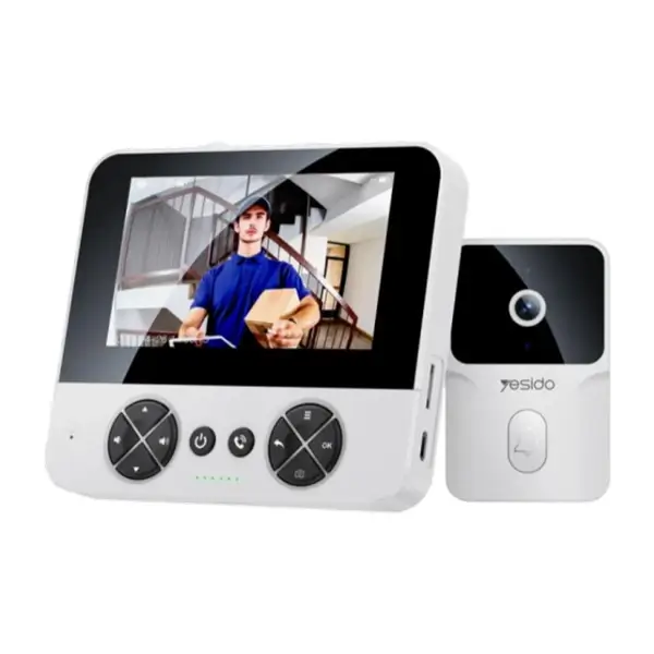 Interphone vidéo sans fil avec écran YESIDO - Écran LCD 4.3" - 1000mAh - Communication vocale - Réponse instantanée - Puissance du haut-parleur 1W - Réveil bidirectionnel - 4 sonneries de volume réglables - KM27