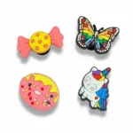 Pack de 4 stickers pour fille - 1 papillon + 1 licorne + 1 gâteau jaune à papillon + 1 un gâteau jaune - Pour la Tablette Kidy Clips Tab