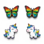 Pack de 4 stickers pour fille - 2 papillons + 2 licornes - Pour la Tablette Kidy Clips Tab