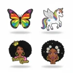 Pack de 4 stickers pour fille - 2 filles + 1 cheval à ail – 1 papillon - Pour la Tablette Kidy Clips Tab