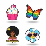 Pack de 4 stickers pour fille - 1 glace + 1 papillon + 1 fille + 1 fleur à lunette - Pour la Tablette Kidy Clips Tab