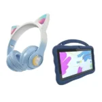Pack Kids pour enfant – Tablette éducative Kidy Stitch + casque Ola Kitty – Bleu
