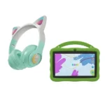 Pack Kids pour enfant - Tablette éducative Kidy Stitch + casque Ola Kitty - Vert