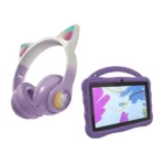 Pack Kids pour enfant – Tablette éducative Kidy Stitch + casque Ola Kitty – Violet