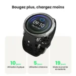 Montre connectée Amazfit Active 2 version premium – Écran AMOLED 1,32″ – 10 jours d’autonomie – GPS  – Assistance IA – Suivi précis de la fréquence cardiaque et du sommeil - Bracelet en cuir noir – Image 2