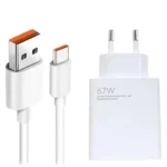 Chargeur secteur de téléphone rapide Xiaomi Hypercharge Combo – 67W – Type-A vers câble de données Type-C – BHR9465EU