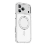 Coque de protection avec MagSafe intégré pour iPhone 17 Pro - Transparent blanc - Support rotatif intégré - GNSTMG17PWH