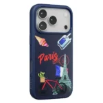 Coque de protection en cuir pour iPhone 17 Pro Max – Résistant aux rayures et à l'usure – Design Paris - Bleu cobalt - LVLVLOP17PMCTBL