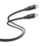 Câble de charge rapide et transfert de données Powerology USB4 Thunderbolt 40G – 240W – 2M – Câble tressé en nylon – Prise en charge de sortie vidéo 8K – Gris foncé - PCAB029GY