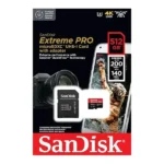 Carte mémoire SanDisk Extreme PRO UHS-I – 512 Go – Enregistrement 4K UHD – avec adaptateur- microSDXC – 200 Mo/s en lecture – SDSQXCD-512G-GN6MA