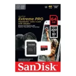 Carte mémoire SanDisk Extreme PRO UHS-I - 64 Go - Enregistrement 4K UHD - avec adaptateur- microSDXC - 200 Mo/s en lecture - SDSQXCU-064G-GN6MA