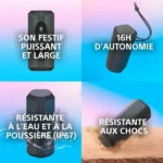 Enceinte Bluetooth sans fil Ultra portable avec un son plus large et puissant Sony - 16H d'autonomie - Étanche IP67 - SRS-XE200 – Image 3