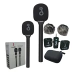 Micro cravate avec pêche sans fil Candc Dual MIC – 2 émetteur et 1 récepteur - 2TX + 1RX – Réduction de bruit – jusqu'à 8h d’autonomie - Pour interview et reportage – Image 3