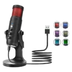 Microphone RGB filaire avec câble USB/Type-C JMARY - Réduction de bruit - Compatible avec PC, téléphones et tablettes - MC-PW9 – Image 2