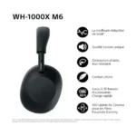 Casque supra-auriculaire sans fil pliable bluetooth Sony - BT - 30h d'autonomie - Méthode de contrôle ‎Tactile - Réduction de Bruit - Etui résistant - iOS et Android - Noir -  WH-1000XM6 – Image 3