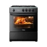 Gazinière 4 feux avec couvercle en verre Midea - 60X60 - Four à gaz - Économie de 35% de four - 24TMG4G081-B