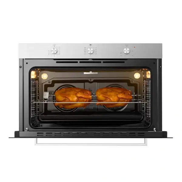 HEO901SS03 Four électrique encastrable Hisense - 125L - 2800-3400W - 90x60cm - Multifonctionnelle - Pour pâtisserie, rôtissage et grillades - HEO901SS03 – Image 1