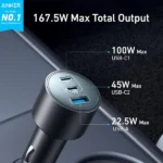 Chargeur de voiture compact avec câble type-c Anker Nano Car Charger – 167,5W – 2 ports Type-C et 1 port USB - B2737HA1 – Image 2