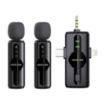 Micro sans fil 3en1 Green Lion Store GM-80X - 5h d'autonomie - 2 micros et 3 récepteurs Type-C, Lightning et USB-A - Qualité sonore HD - GNGM80XMICBK