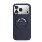 Coque de téléphone avec logo Karl RSG Karl Lagerfeld - Pour iPhone 17 Pro Max – Compatible MagSafe - Bleu marine - KLOHMP17XPSKRSGEB