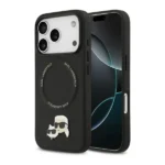 Coque de téléphone avec épingles tête de Karl et choupette Karl Lagerfeld - Pour iPhone 17 Pro Max – Compatible MagSafe - Cuir - KLOHMP17XPSMLRKCK – Image 2