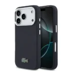 Coque de téléphone Lacoste pour iPhone 17 Pro – MagSafe – Étui en cuir enveloppant avec motif petit piqué – Protection des rayures et autres dommages – Navy - LCFCMP17LPLAV – Image 2