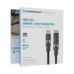 Câble de chargement rapide et de transfert de données VION 4-en-1 Powerology - 240W - 1,2m - Type-C et HDMI - Type-C et USB - 4K - PCAB034BK – Image 3