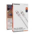 Câble tressé de charge et transfert de données Porodo Alloy Braided – 30W – Type-C vers Lightning – 1,2M – Vitesse de transfert est de 480 Mbps - PDCBL0010WH – Image 2