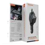 Chargeur de voiture avec deux câbles rétractables intégrés de 80cm Porodo - 65W  - Câble Type-C et Lightning - Port Type-C et USB - Compatibilité universelle – PDFWCH068BK – Image 3