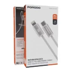 Câble tressé de charge et transfert de données Porodo – 30W – Type-C vers Lightning – 1,2M – Vitesse de transfert est de 480 Mbps - PDW30LC1WH – Image 2