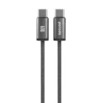 Câble tressé de charge et transfert de données Porodo - 60W - Type-C vers Type-C - 1,2M - Vitesse de transfert est de 480 Mbps - PDW60CC1BK