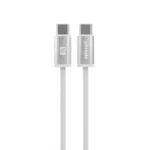 Câble tressé de charge et transfert de données Porodo - 60W - Type-C vers Type-C - 1,2M - Vitesse de transfert est de 480 Mbps - PDW60CC1WH