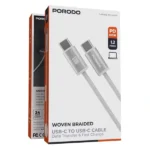 Câble tressé de charge et transfert de données Porodo - 60W - Type-C vers Type-C - 1,2M - Vitesse de transfert est de 480 Mbps - PDW60CC1WH – Image 2