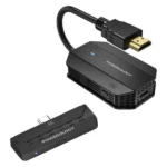 Adaptateur HDMI sans fil avec connectivité Type-C Powerology - Audio et vidéo - Portée de transmission jusqu'à 50m - Émetteur USB-C DP-ALT - Récepteur HDMI - PHDMACBK