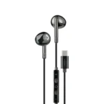 Écouteur filaire stéréo Powerology – Type-C – 1,2m – Qualité sonore HD Haut-parleur audio puissant – Commande de volume intégré – Basse profonde - PWEPHCR17BK