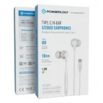 Écouteur filaire stéréo intra-auriculaires Powerology – Type-C – 1,2m – Qualité sonore HD Haut-parleur audio puissant – Commande de volume intégré – Basse profonde - PWEPHCR28WH – Image 2