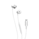 Écouteur stéréo filaire Powerology - Type-C - 1,2m - Qualité sonore HD Haut-parleur audio puissant - Commande de volume intégré - Basse profonde - PWTYPECSTWH