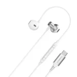 Écouteur stéréo filaire Powerology - Type-C - 1,2m - Qualité sonore HD Haut-parleur audio puissant - Commande de volume intégré - Basse profonde - PWTYPECSTWH – Image 2