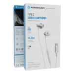 Écouteur stéréo filaire Powerology - Type-C - 1,2m - Qualité sonore HD Haut-parleur audio puissant - Commande de volume intégré - Basse profonde - PWTYPECSTWH – Image 3
